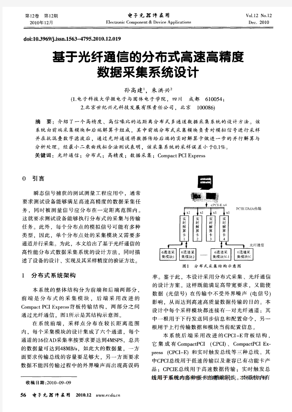 基于光纤通信的分布式高速高精度数据采集系统设计