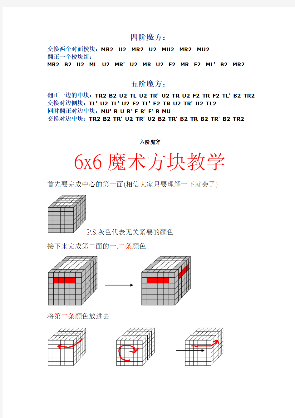 四阶五阶六阶七阶魔方公式