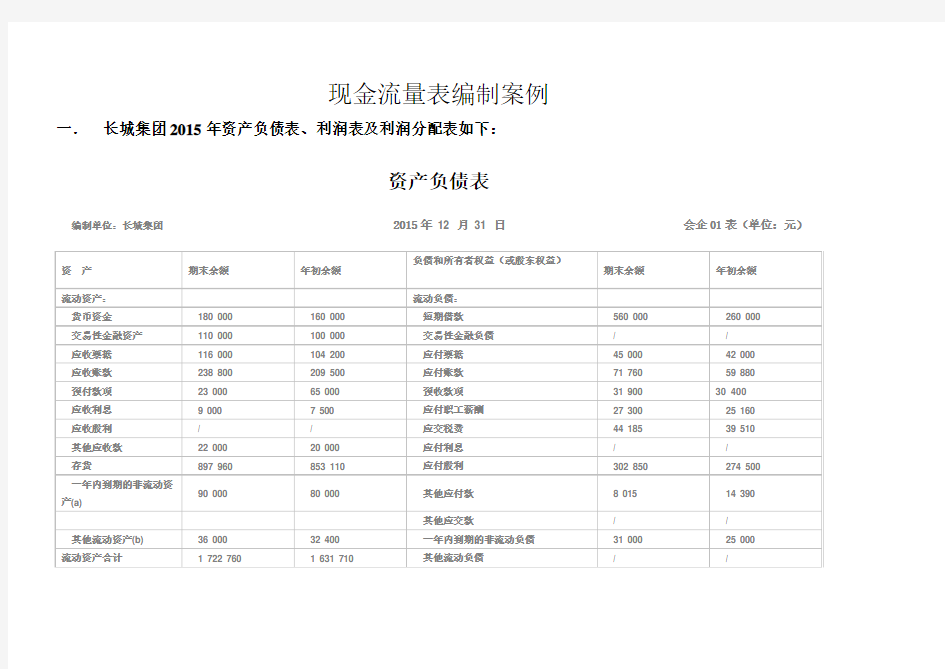 现金流量表编制案例