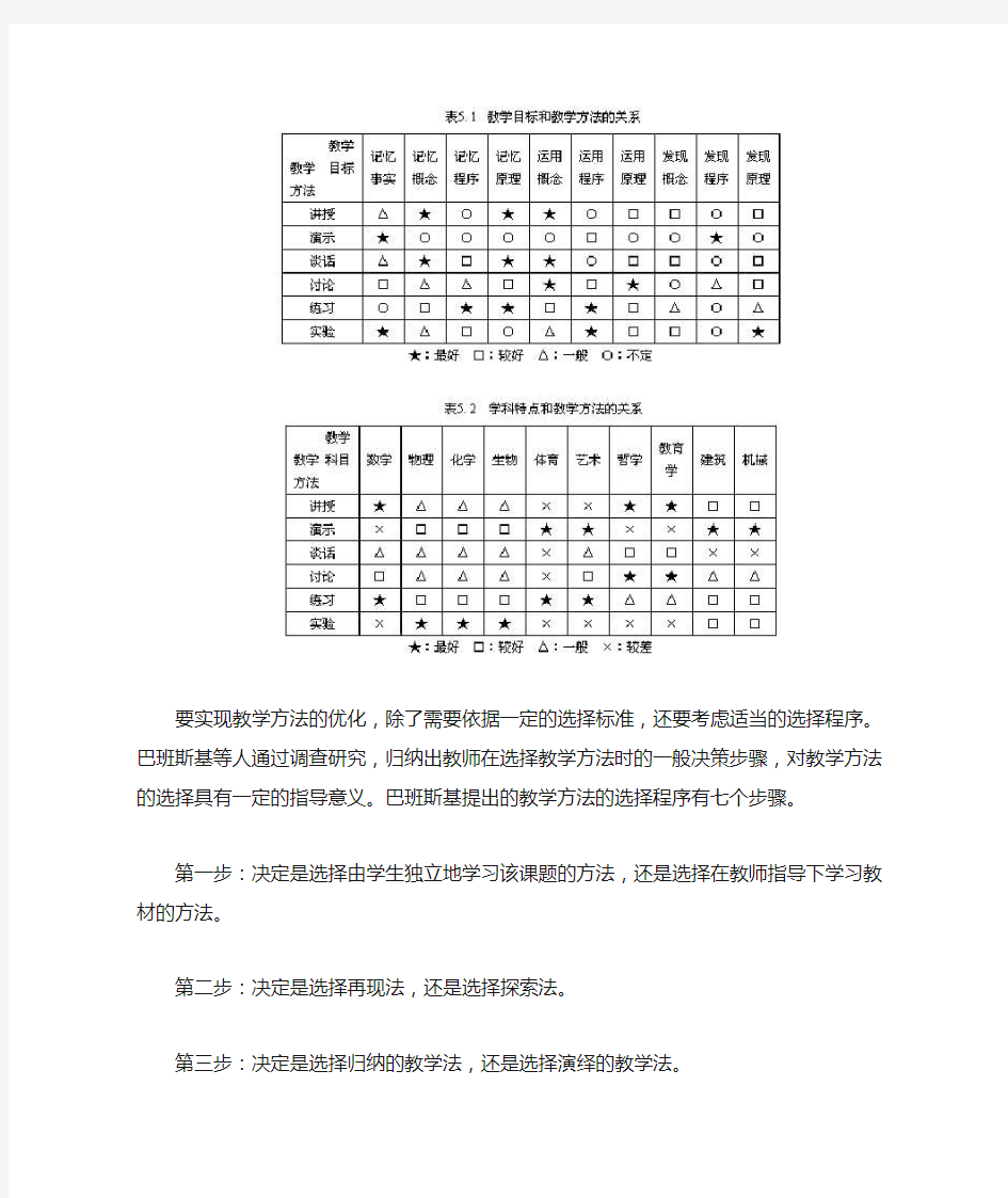 教学方法的选择与运用