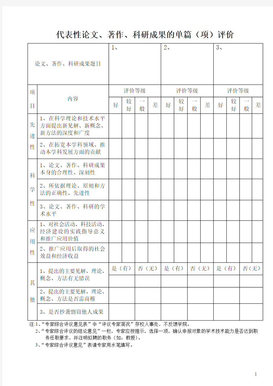 代表性论文着作科研成果的综合鉴定意见