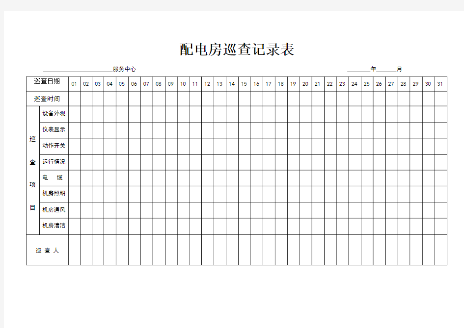 配电房巡查记录表