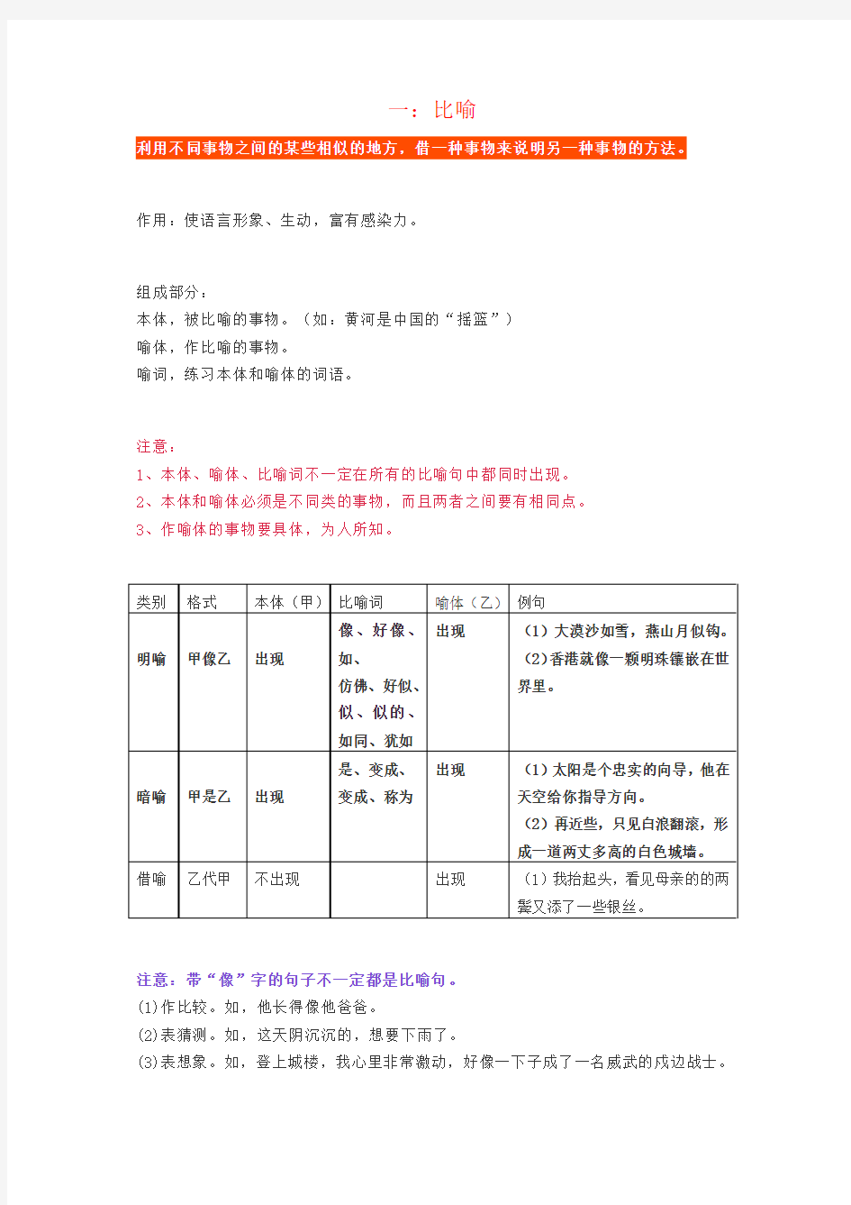 【强烈推荐】小学二年级语文比喻、拟人修辞手法讲解