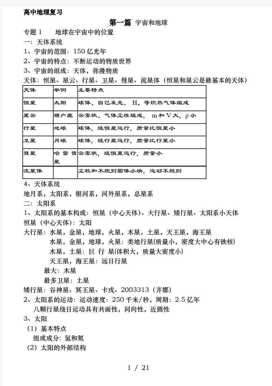 上海版高中地理系统复习知识点梳理