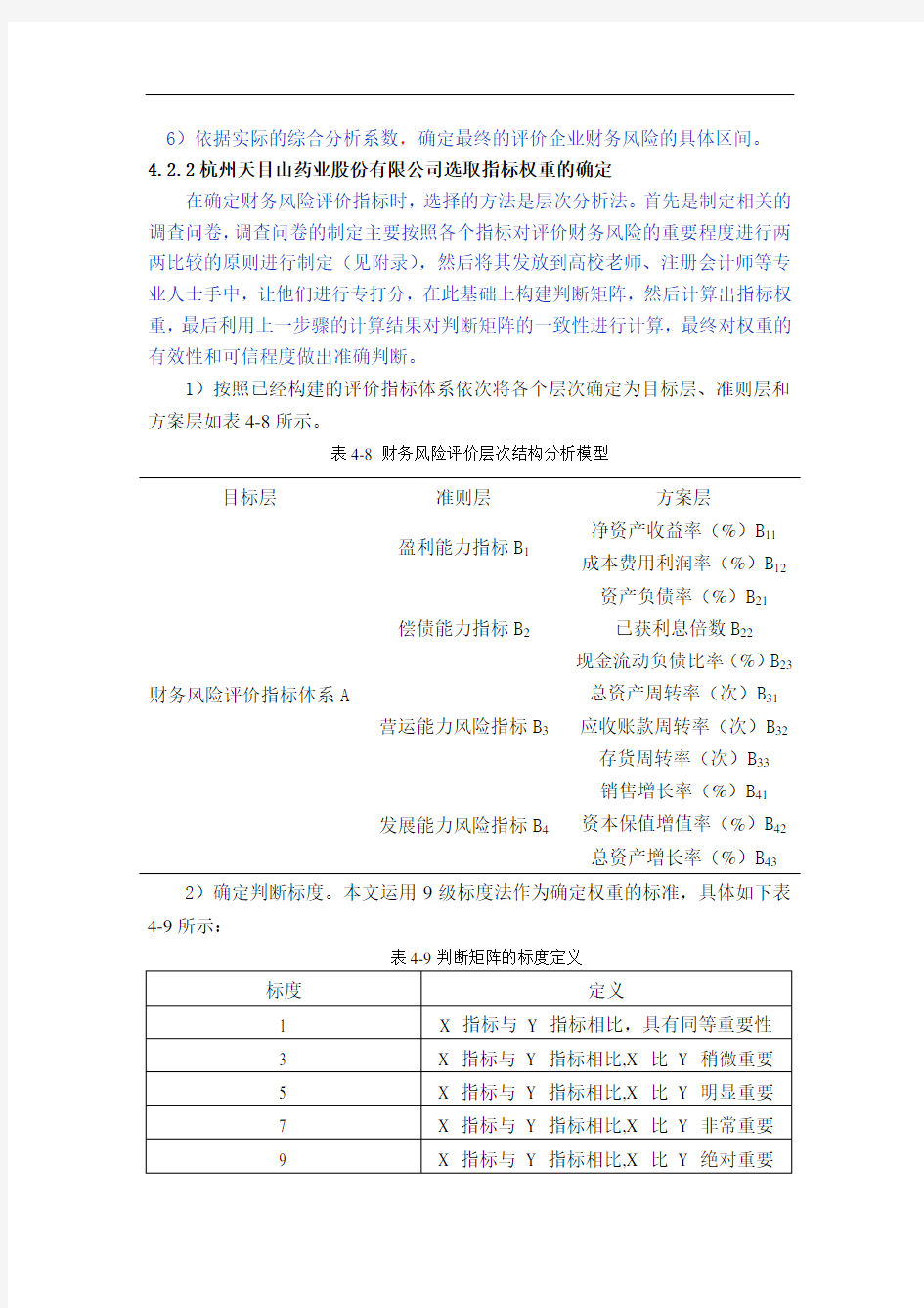 杭州天目山药业股份有限公司财务风险评价体系的建立