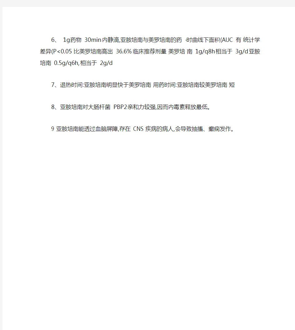 亚胺培南与美罗培南临床使用的不同解析