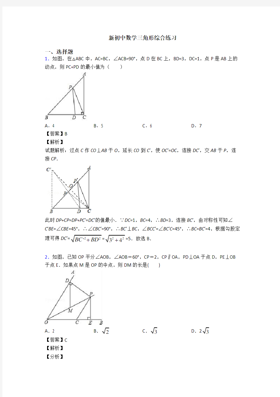 新初中数学三角形综合练习