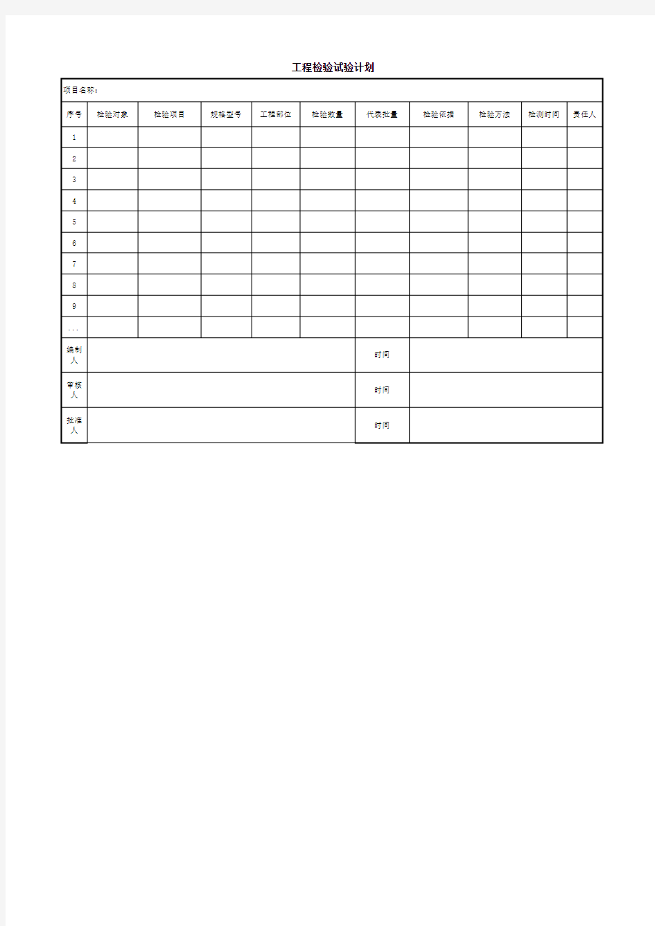 工程检验试验计划