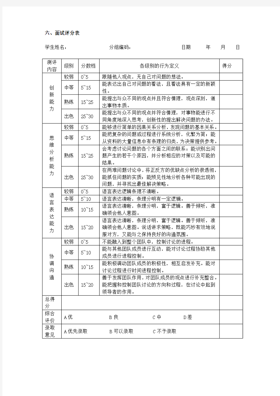 面试流程安排