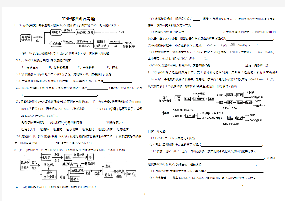 工业流程图高考题