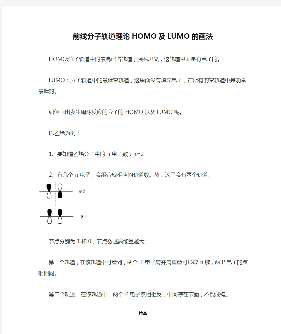 前线分子轨道理论HOMO及LUMO的画法