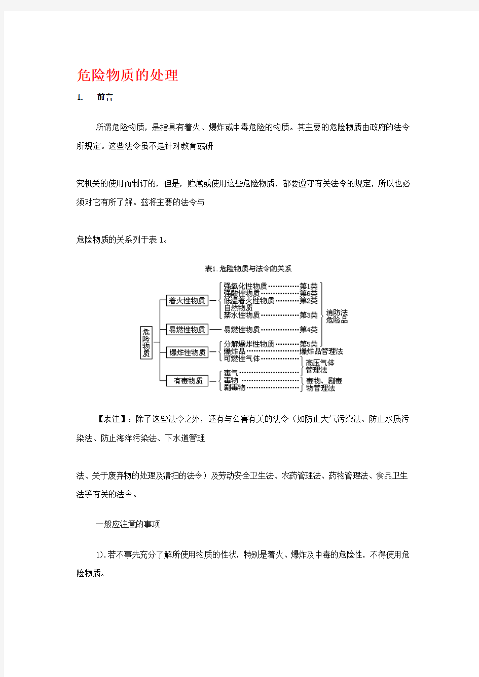 危险物质的处理解读