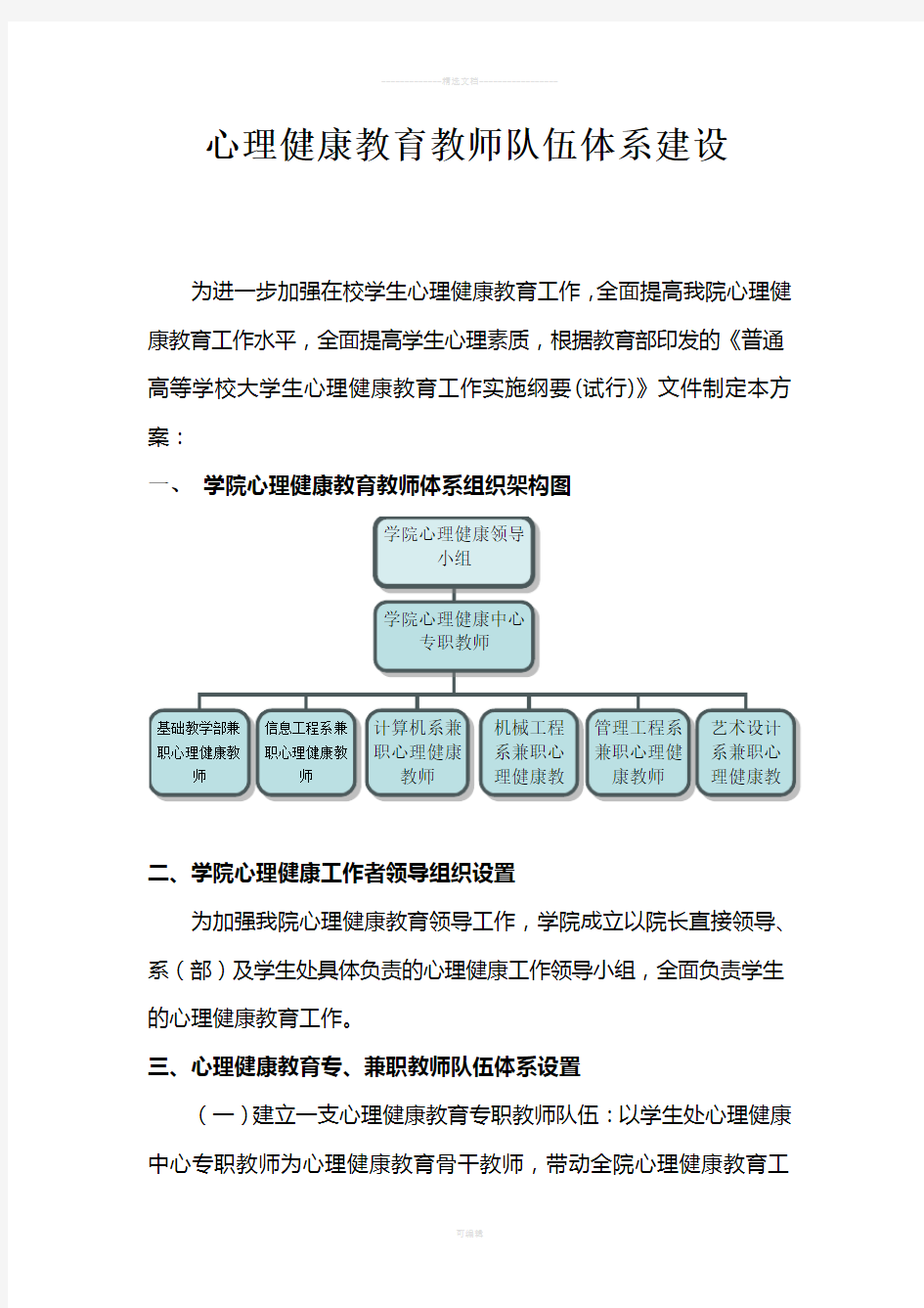 心理健康教育教师队伍体系建设