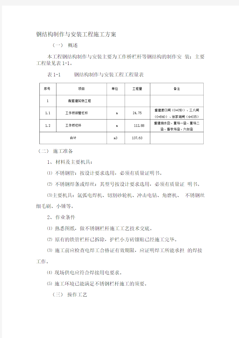 钢结构制作与安装工程施工方案