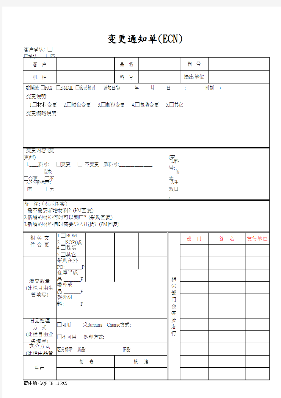 工程变更通知单