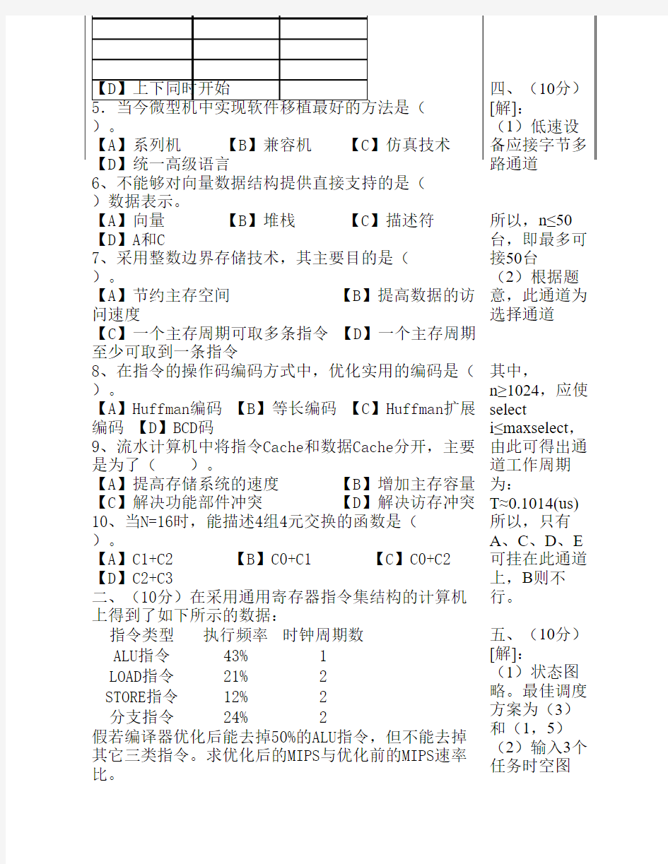 2011西安邮电学院计算机系统结构试题