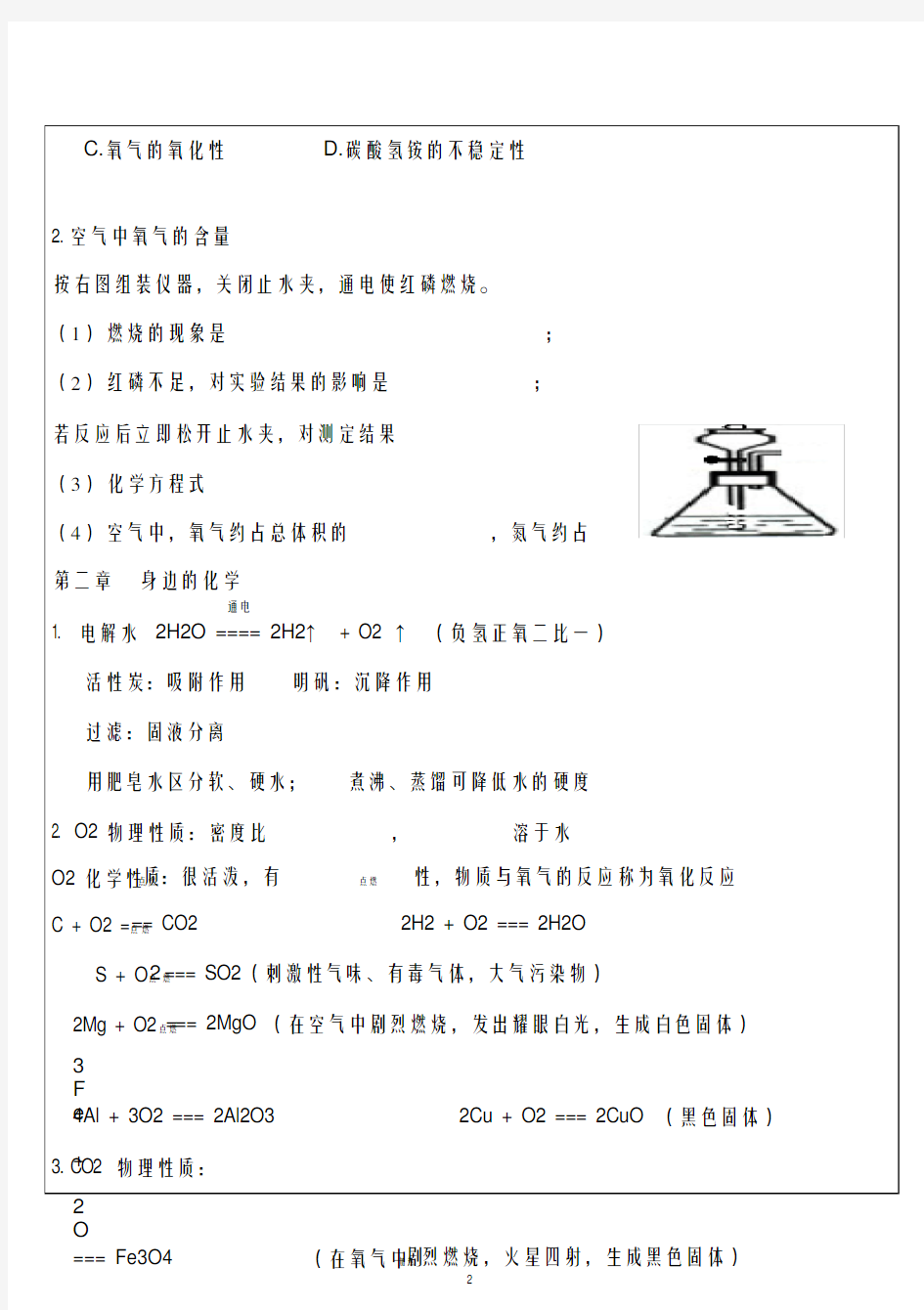 沪教版九年级化学上册知识点整理(1)