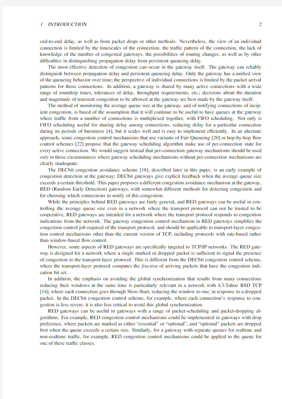 Random Early Detection Gateways for Congestion Avoidance