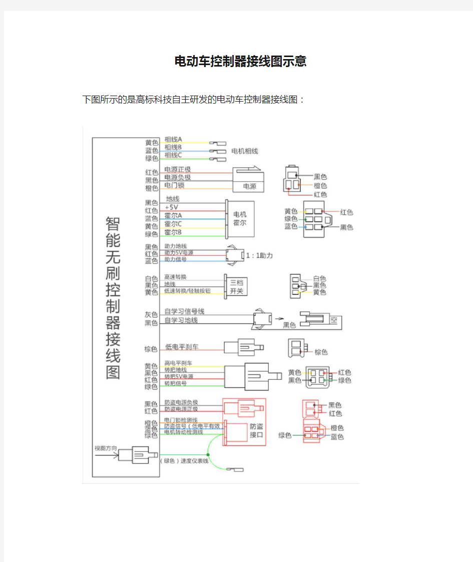 电动车控制器接线图示意