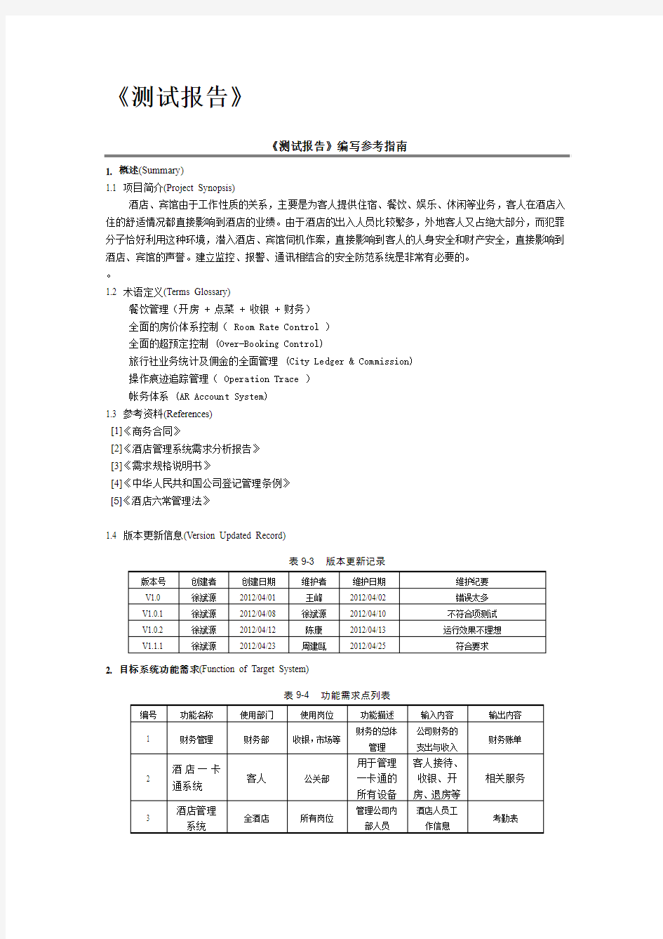 软件工程测试报告书