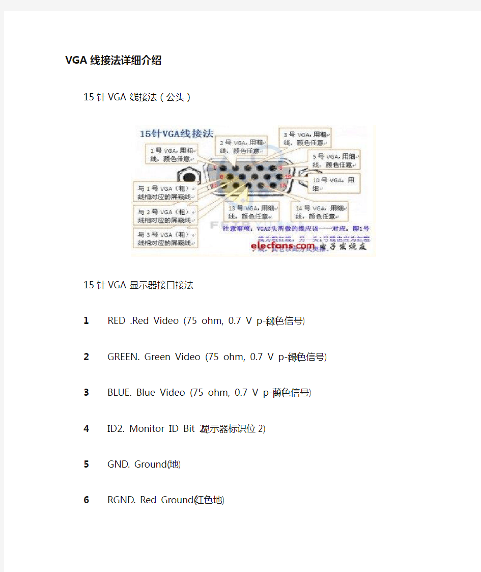 VGA线公头接法详细介绍