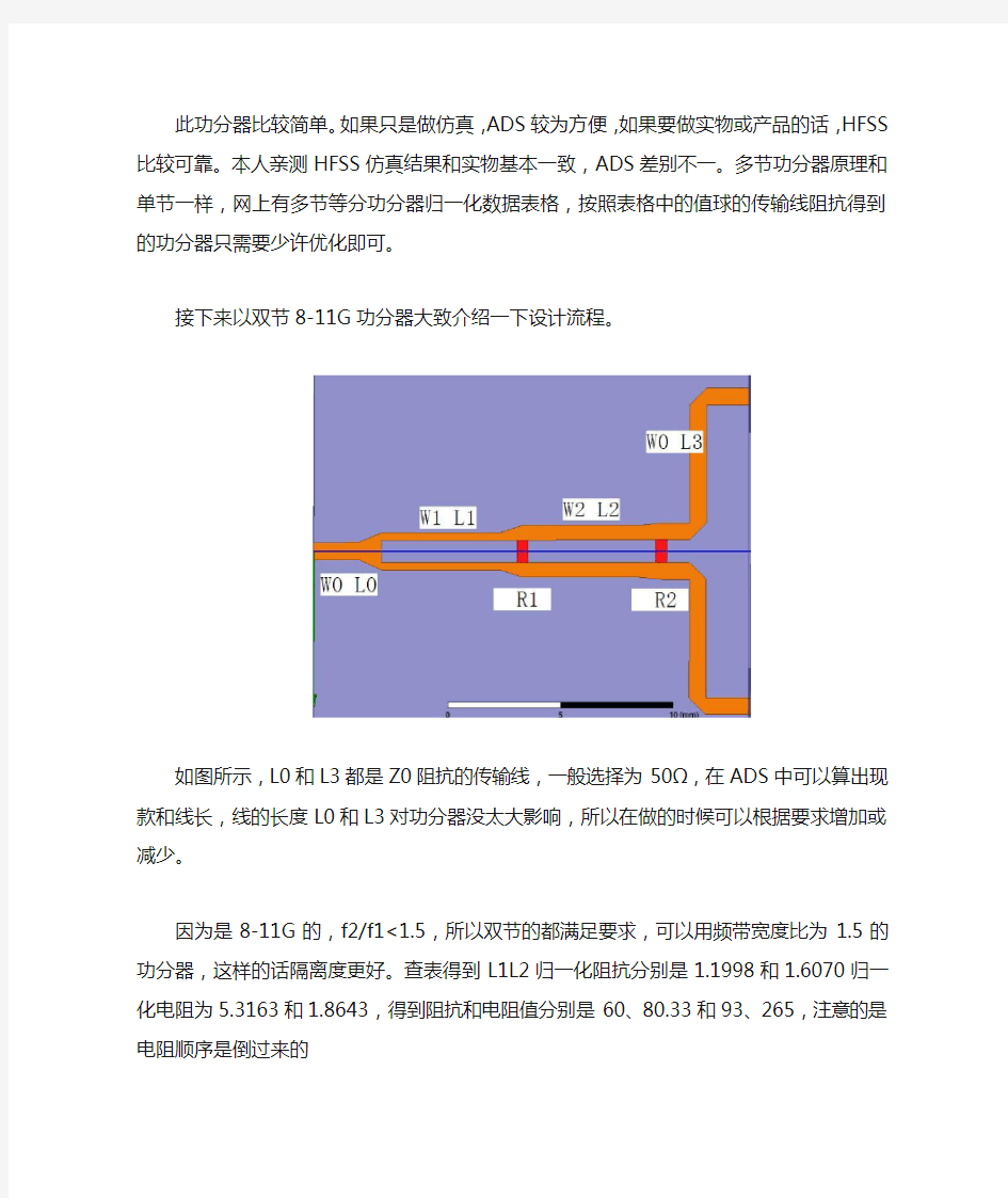 威尔金森(wilkinson)功分器设计