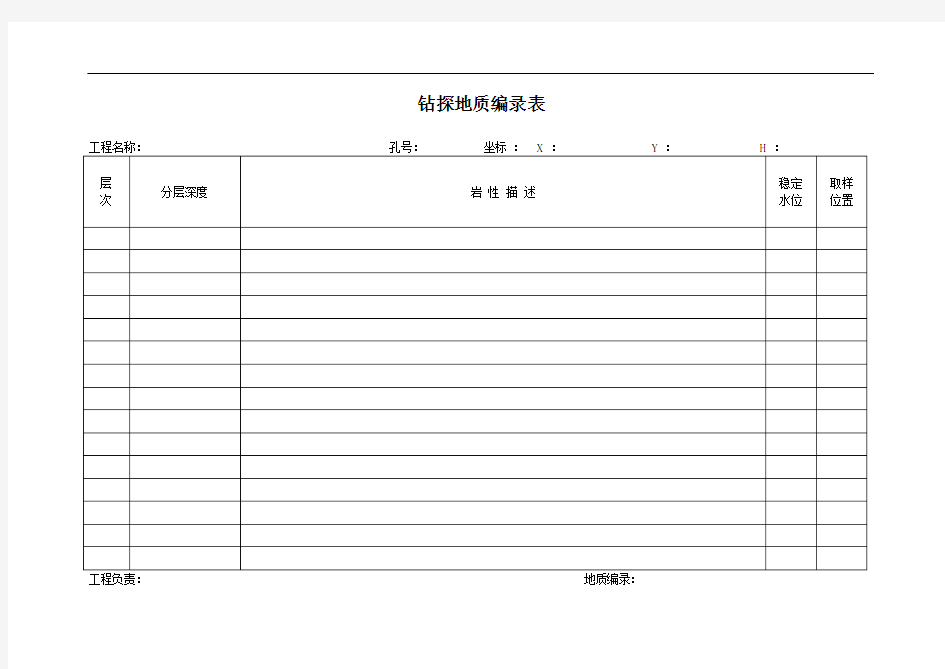 最新钻探地质编录表