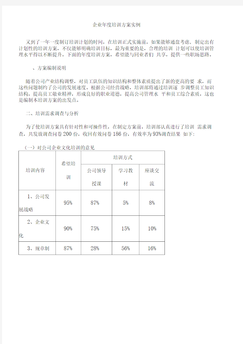 大型企业年培训实施方案案例