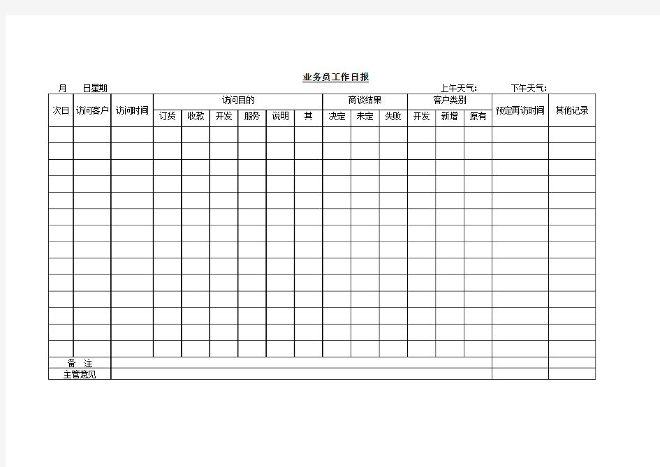 业务员工作日报