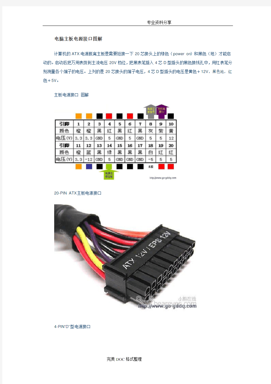 电脑电源接口详解[图解]