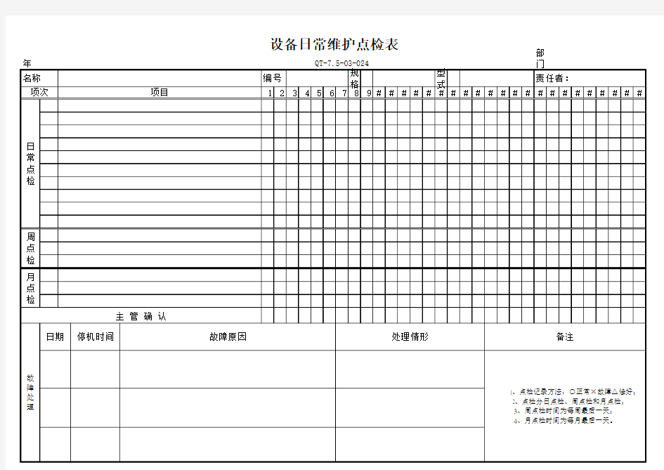 设备日常维护点检表--