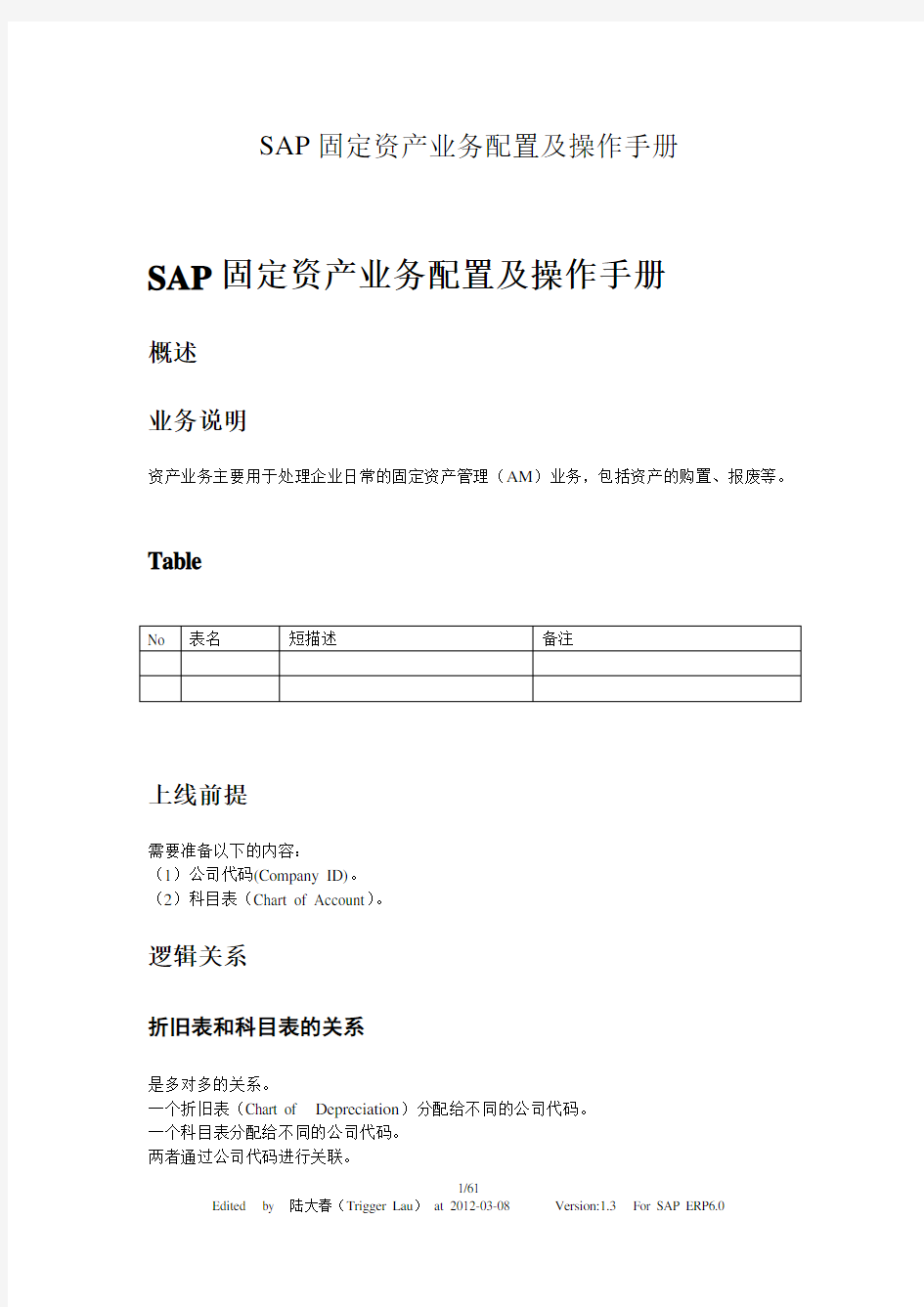 SAP固定资产业务配置及操作手册