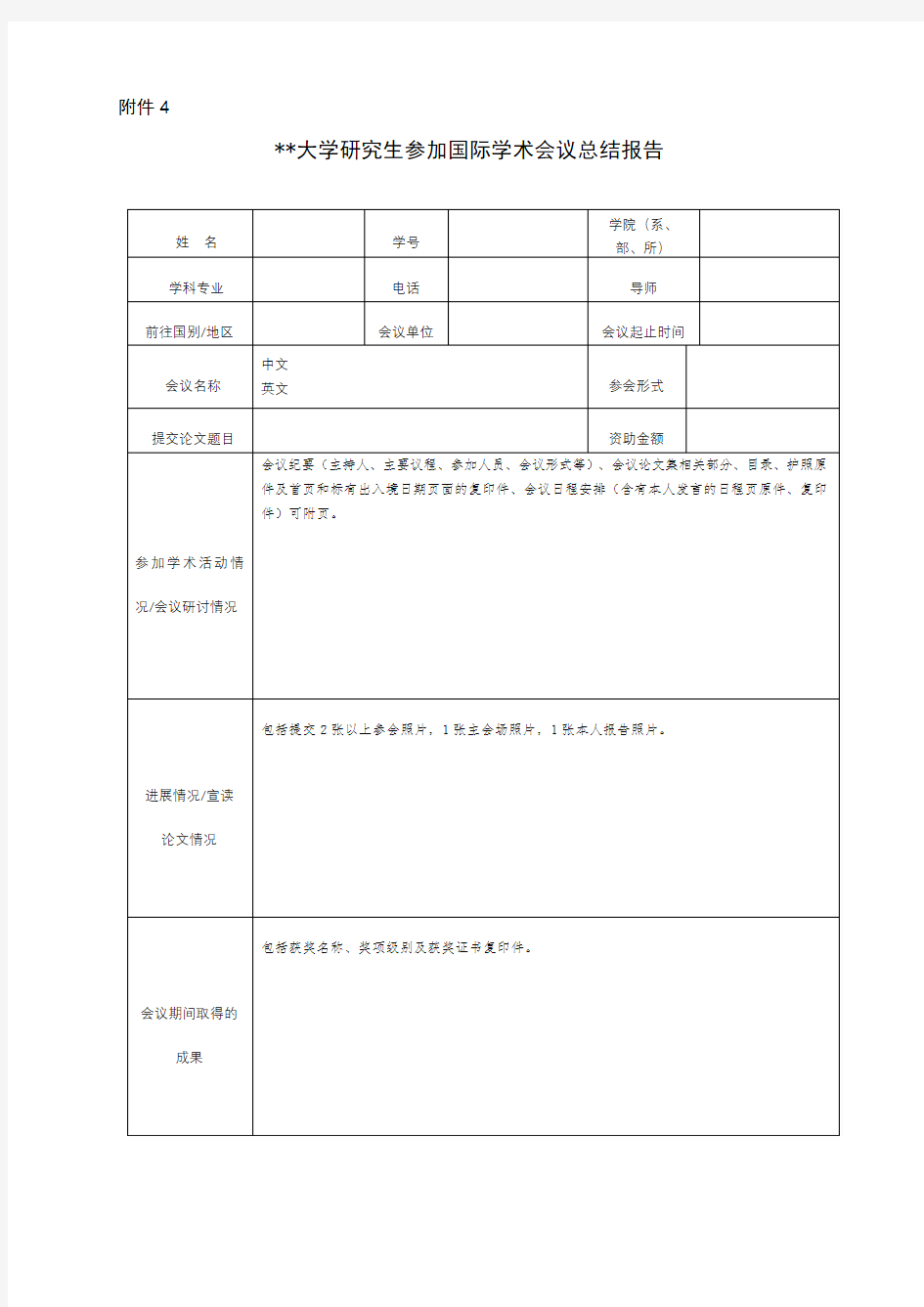 XX大学研究生参加国际学术会议总结报告【模板】