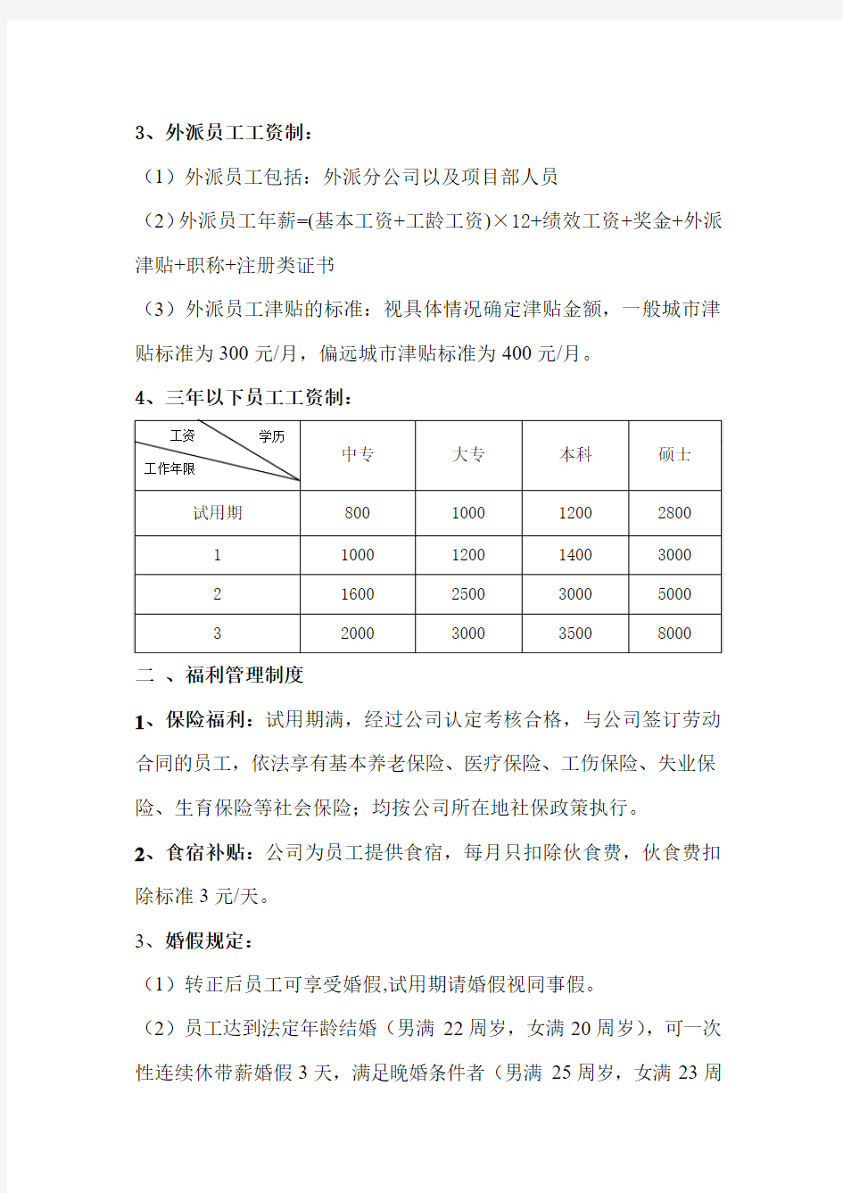 2015年华北建设薪酬制度