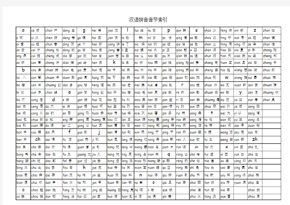 A4横向打印只需一页纸最全汉语拼音表