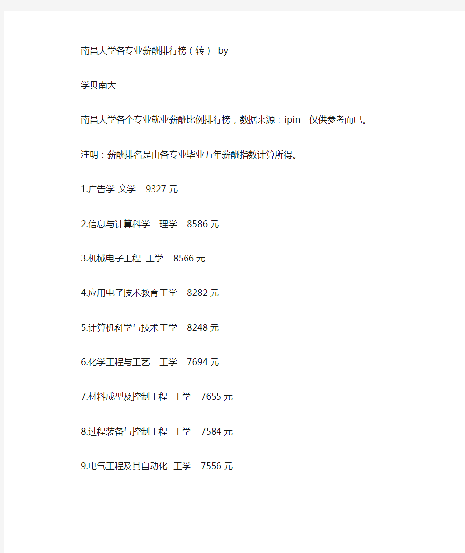 南昌大学各专业薪酬一览表(不过,首先,你得找到工作)