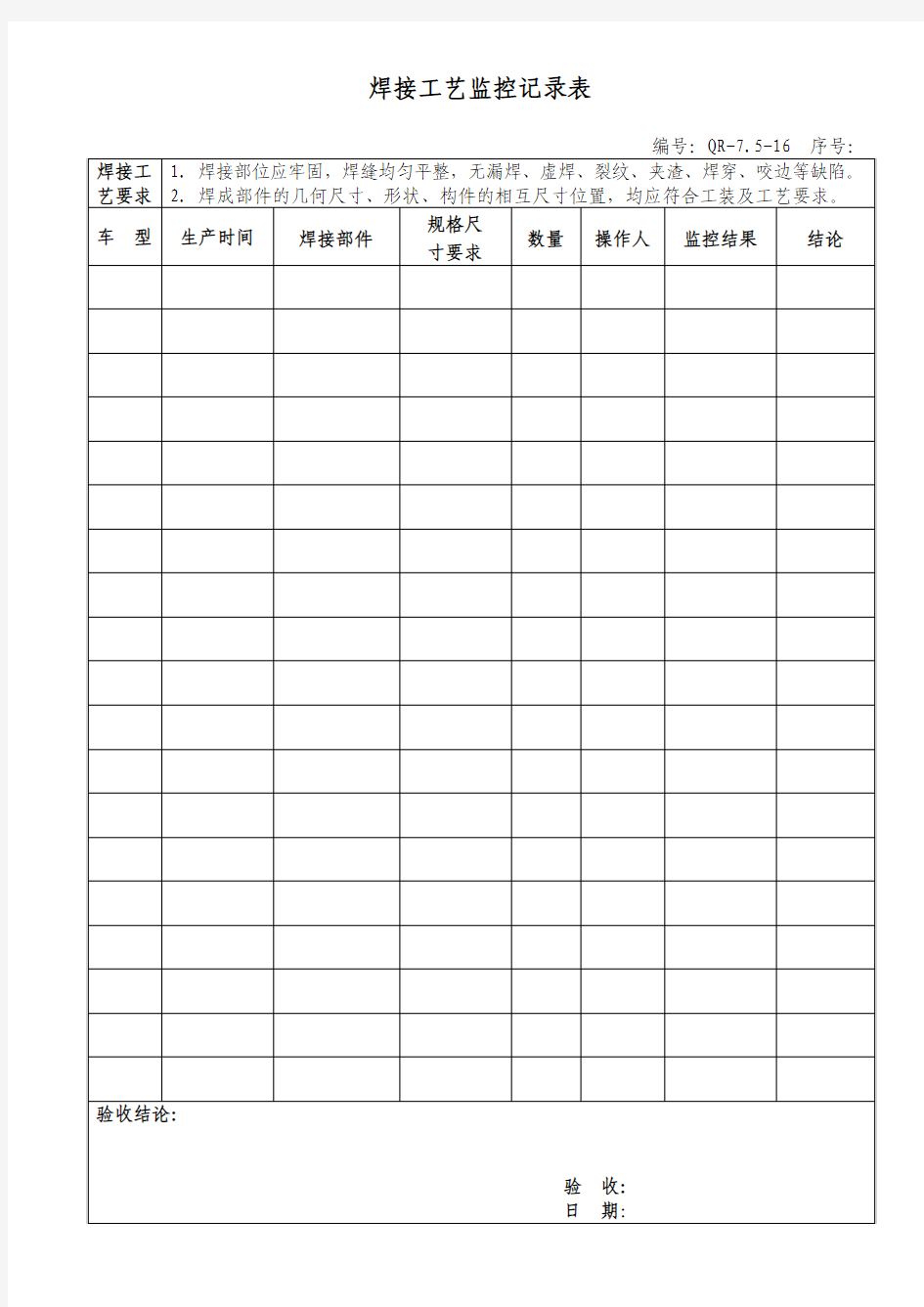 751 焊接工艺监控记录表