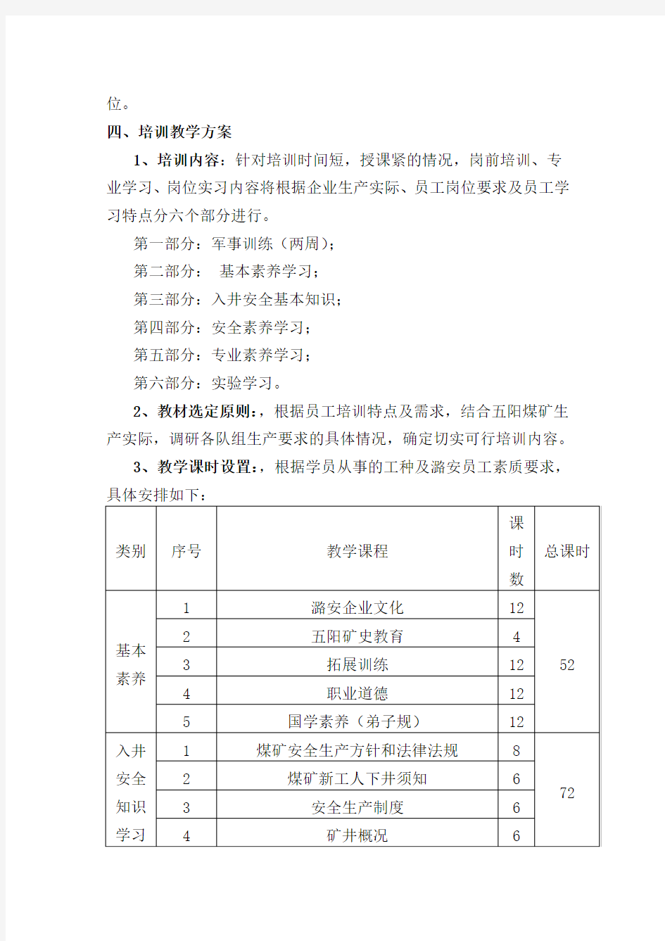 五阳煤矿新员工培训方案