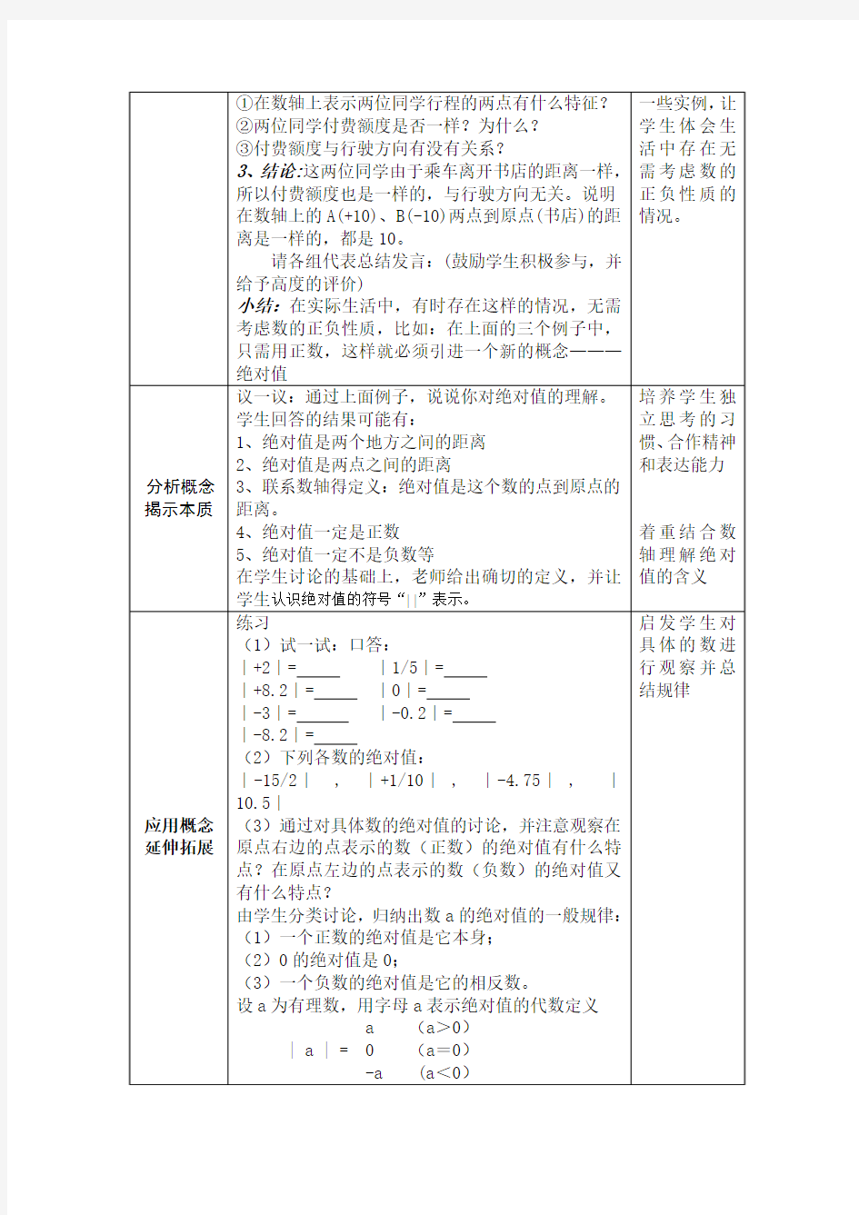 绝对值-教学设计2