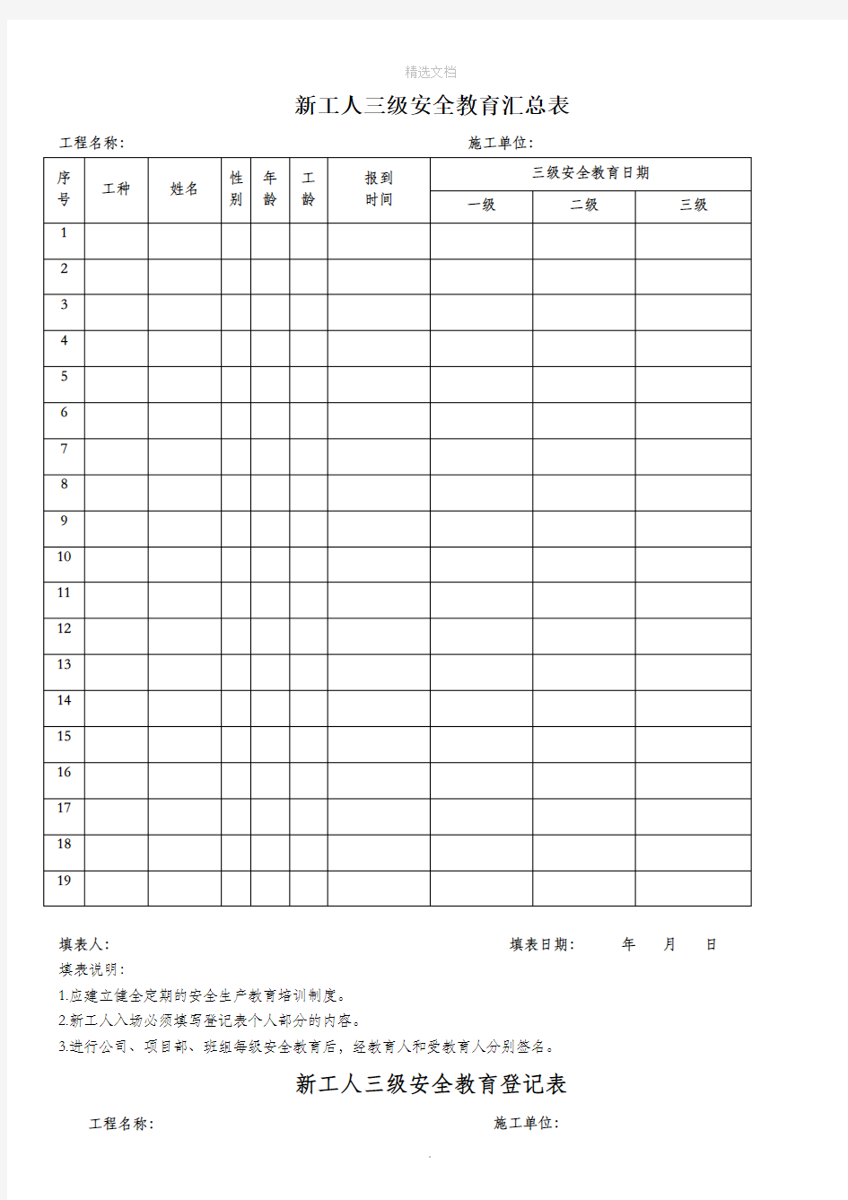 新工人三级安全教育模板(新)