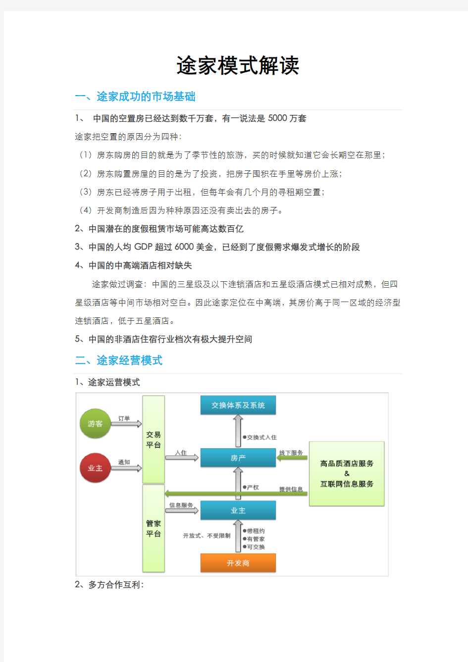 途家运营模式分析 简述