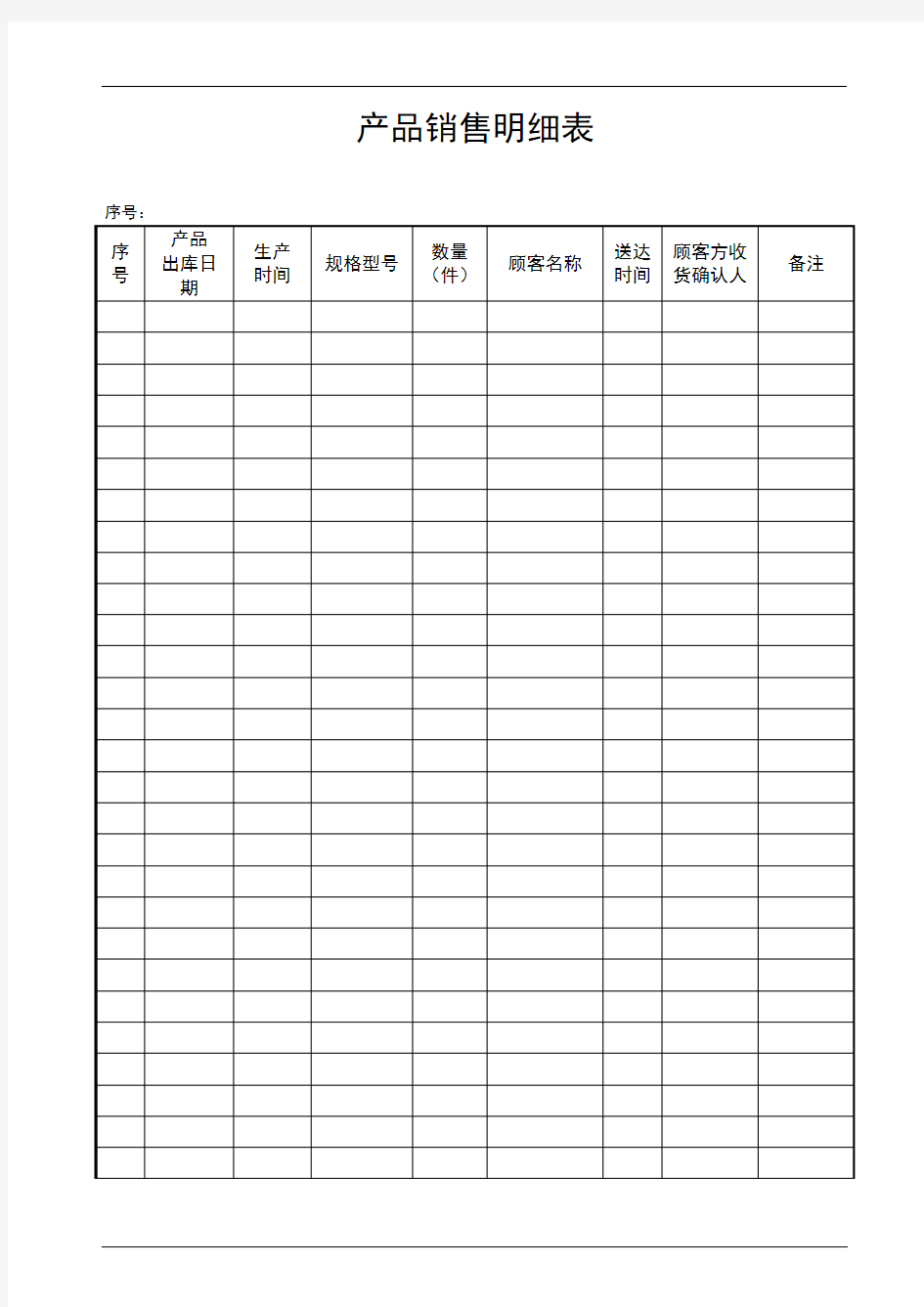 产品销售明细表