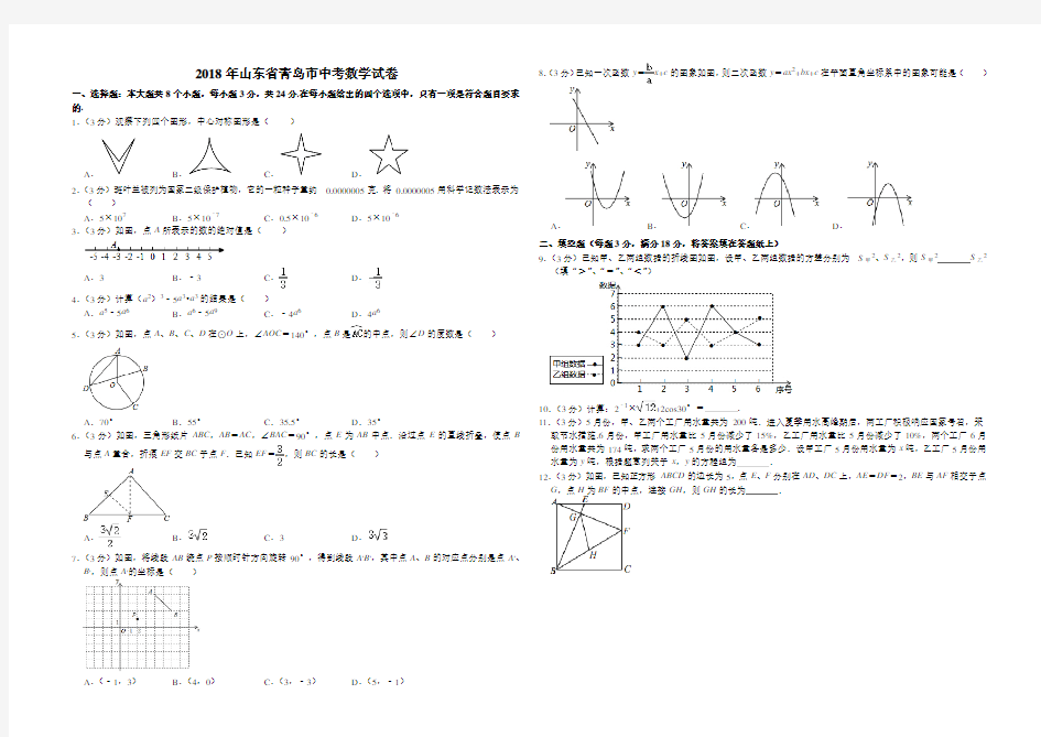 2018年山东省青岛市中考数学试卷与解析