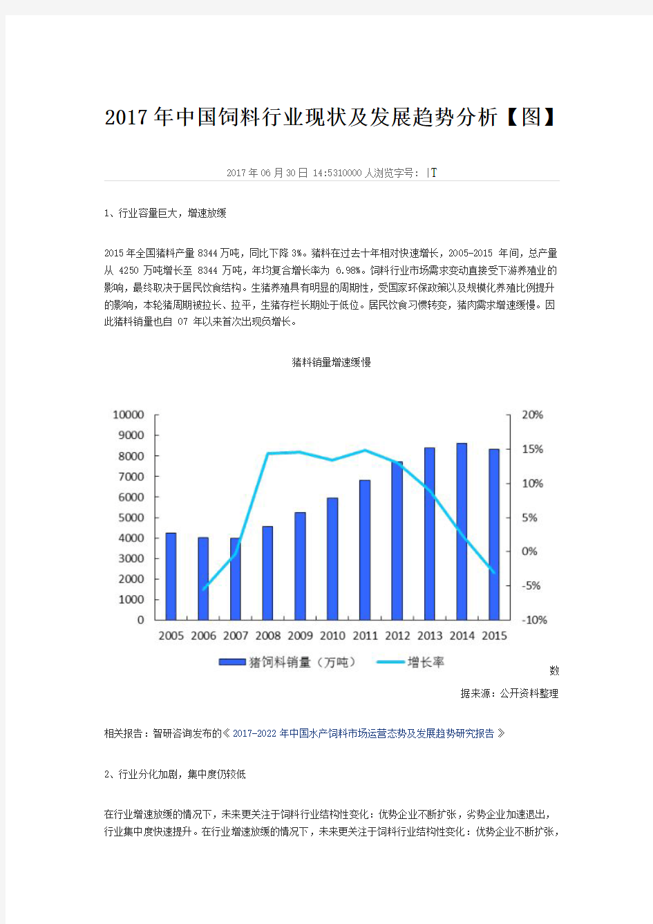 2017年中国饲料行业现状及发展趋势分析【图】