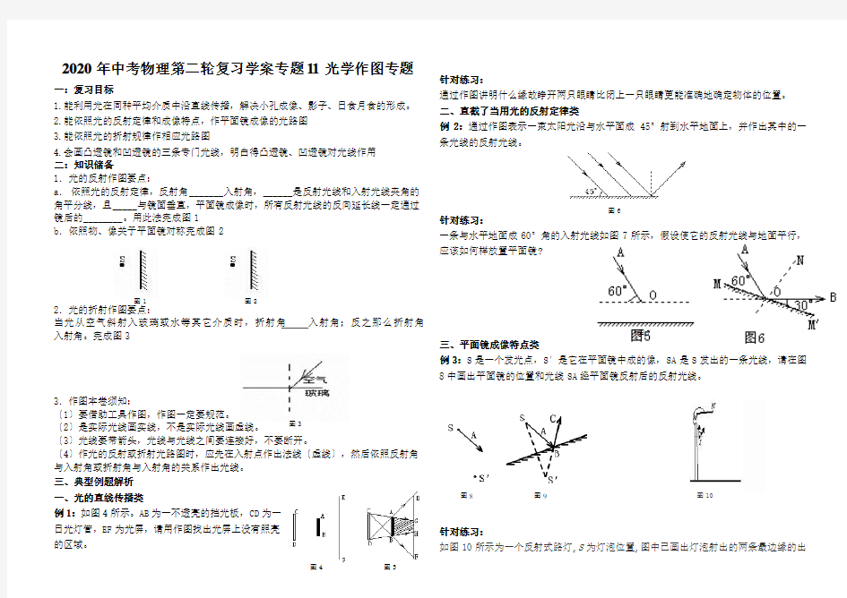 2020年中考物理第二轮复习学案专题11光学作图专题