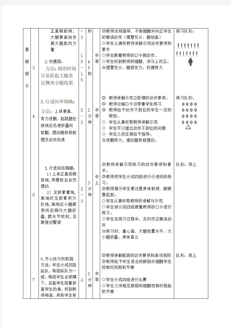 完整word版,体能练习教案