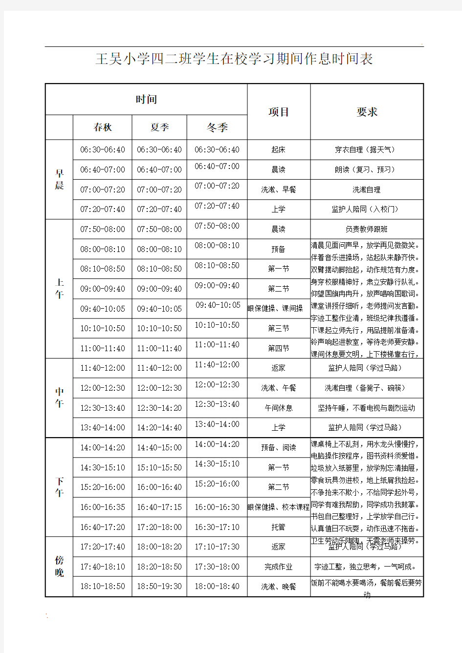 小学生作息时间表 (5)