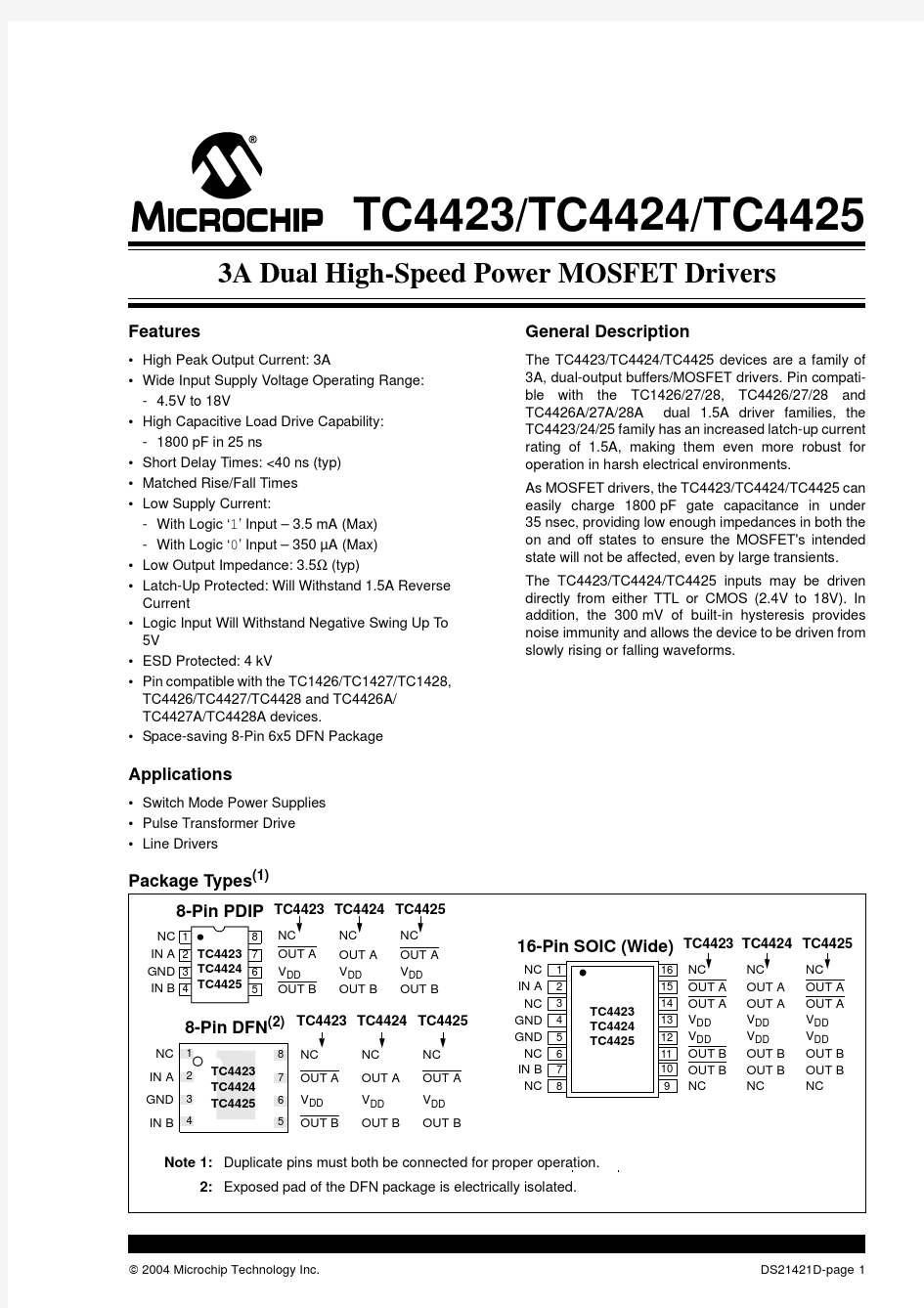 TC4424EG中文资料