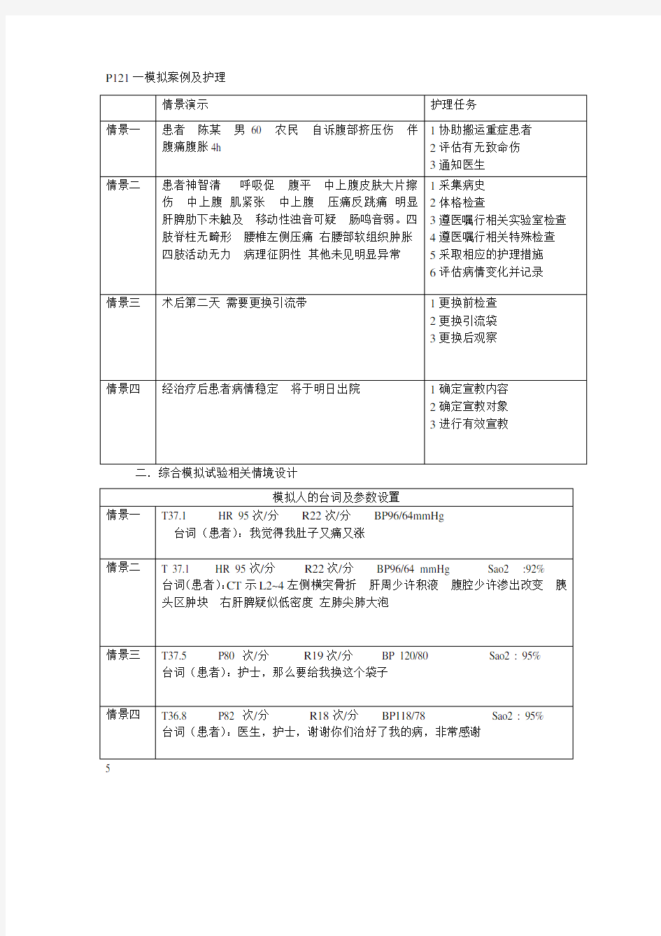 模拟案例及护理