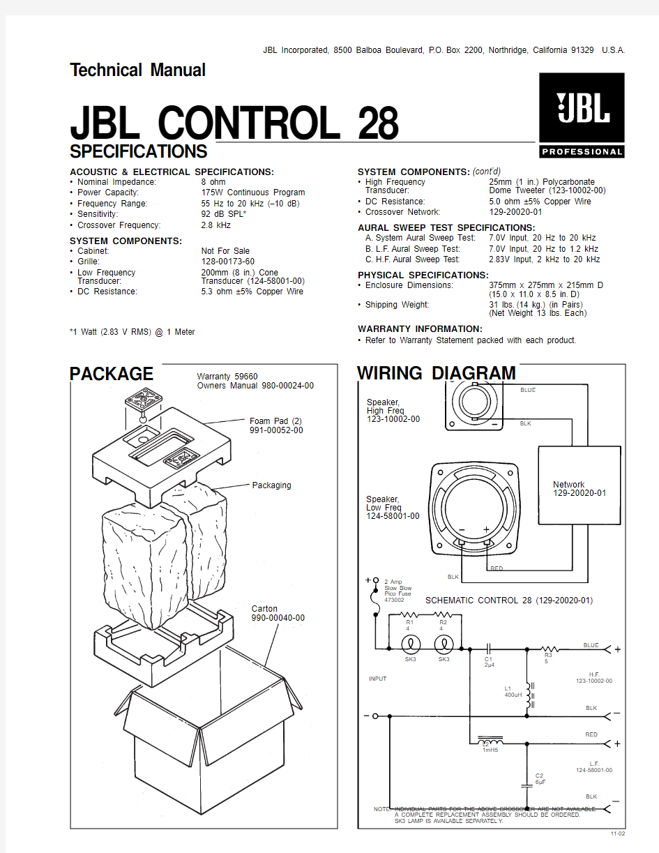 JBL control28使用手册